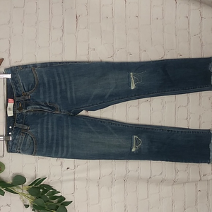 🌼 CABI CROPPED HIGH STRAIGHT JEANS/‎ DISTRESSED KNEE/FOOT /SIZE 0